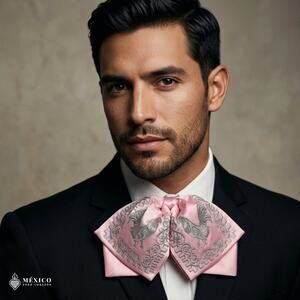 Mexican Embroidered Charro Moño – Traditional Satin Mariachi Bow Tie